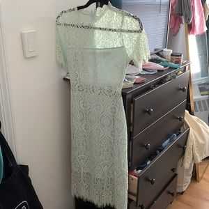 Remarkable Sheer Lace Short Sleeve Mini Dress